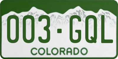 CO license plate 003GQL