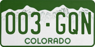 CO license plate 003GQN