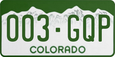 CO license plate 003GQP