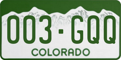 CO license plate 003GQQ