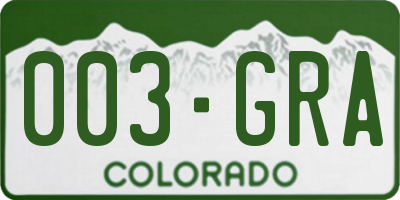 CO license plate 003GRA