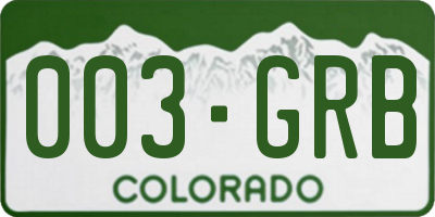 CO license plate 003GRB