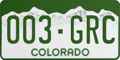 CO license plate 003GRC