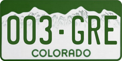 CO license plate 003GRE