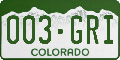 CO license plate 003GRI