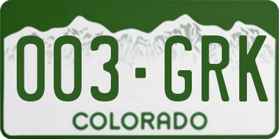 CO license plate 003GRK