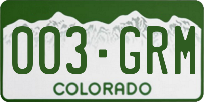 CO license plate 003GRM