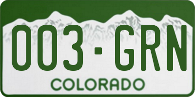 CO license plate 003GRN