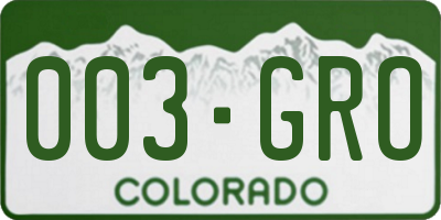 CO license plate 003GRO