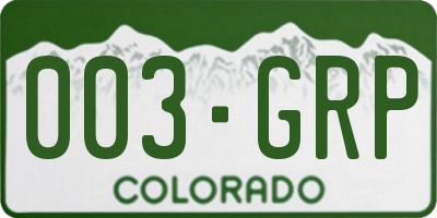 CO license plate 003GRP