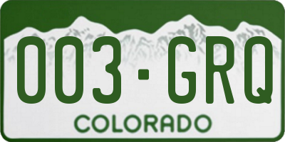 CO license plate 003GRQ