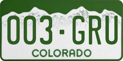 CO license plate 003GRU