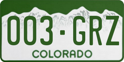 CO license plate 003GRZ