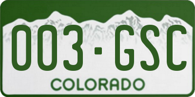 CO license plate 003GSC