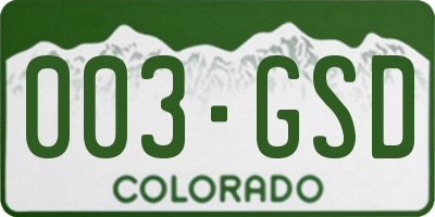 CO license plate 003GSD