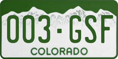 CO license plate 003GSF