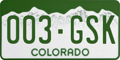 CO license plate 003GSK