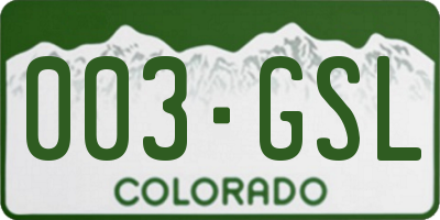 CO license plate 003GSL