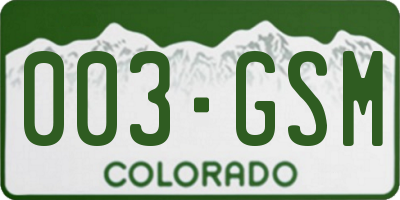 CO license plate 003GSM