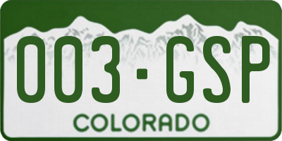 CO license plate 003GSP