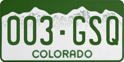 CO license plate 003GSQ