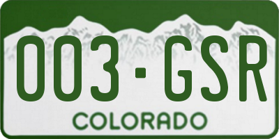 CO license plate 003GSR