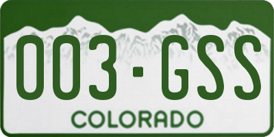 CO license plate 003GSS