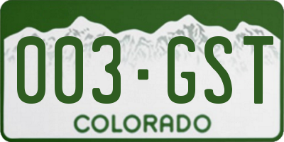 CO license plate 003GST