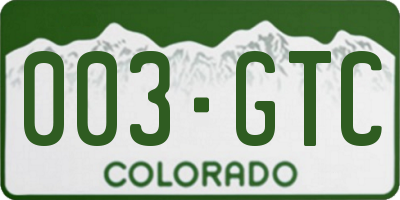 CO license plate 003GTC