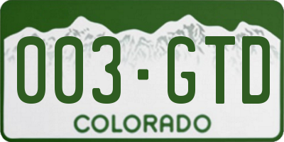 CO license plate 003GTD