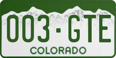 CO license plate 003GTE