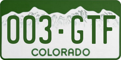 CO license plate 003GTF