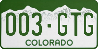 CO license plate 003GTG