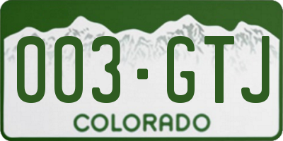 CO license plate 003GTJ