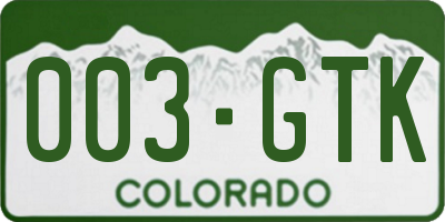 CO license plate 003GTK