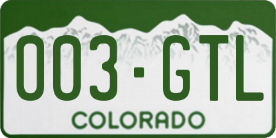 CO license plate 003GTL