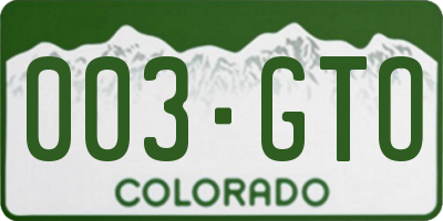 CO license plate 003GTO