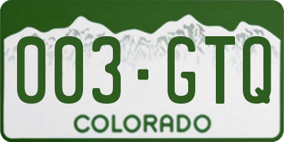 CO license plate 003GTQ