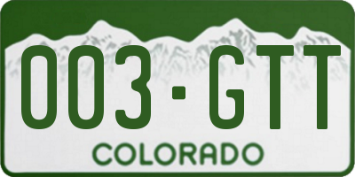 CO license plate 003GTT