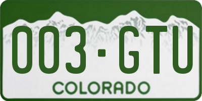 CO license plate 003GTU