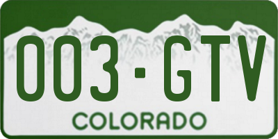 CO license plate 003GTV