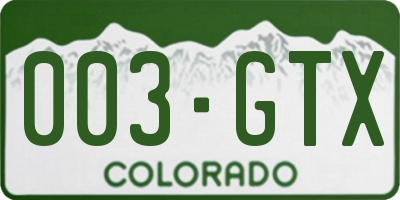 CO license plate 003GTX