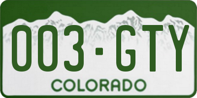 CO license plate 003GTY