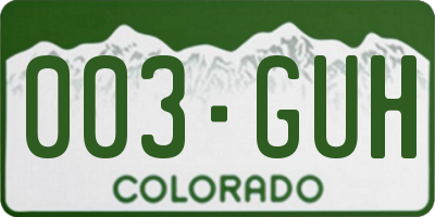 CO license plate 003GUH