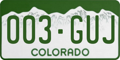 CO license plate 003GUJ