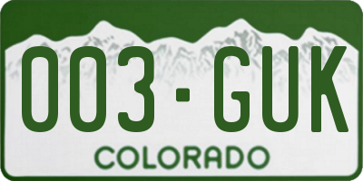 CO license plate 003GUK