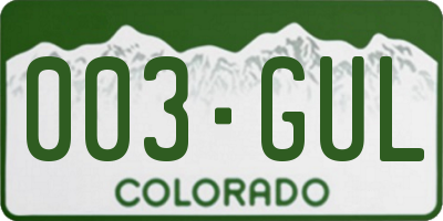 CO license plate 003GUL