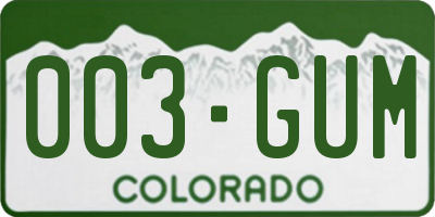 CO license plate 003GUM