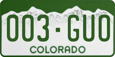 CO license plate 003GUO