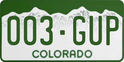CO license plate 003GUP